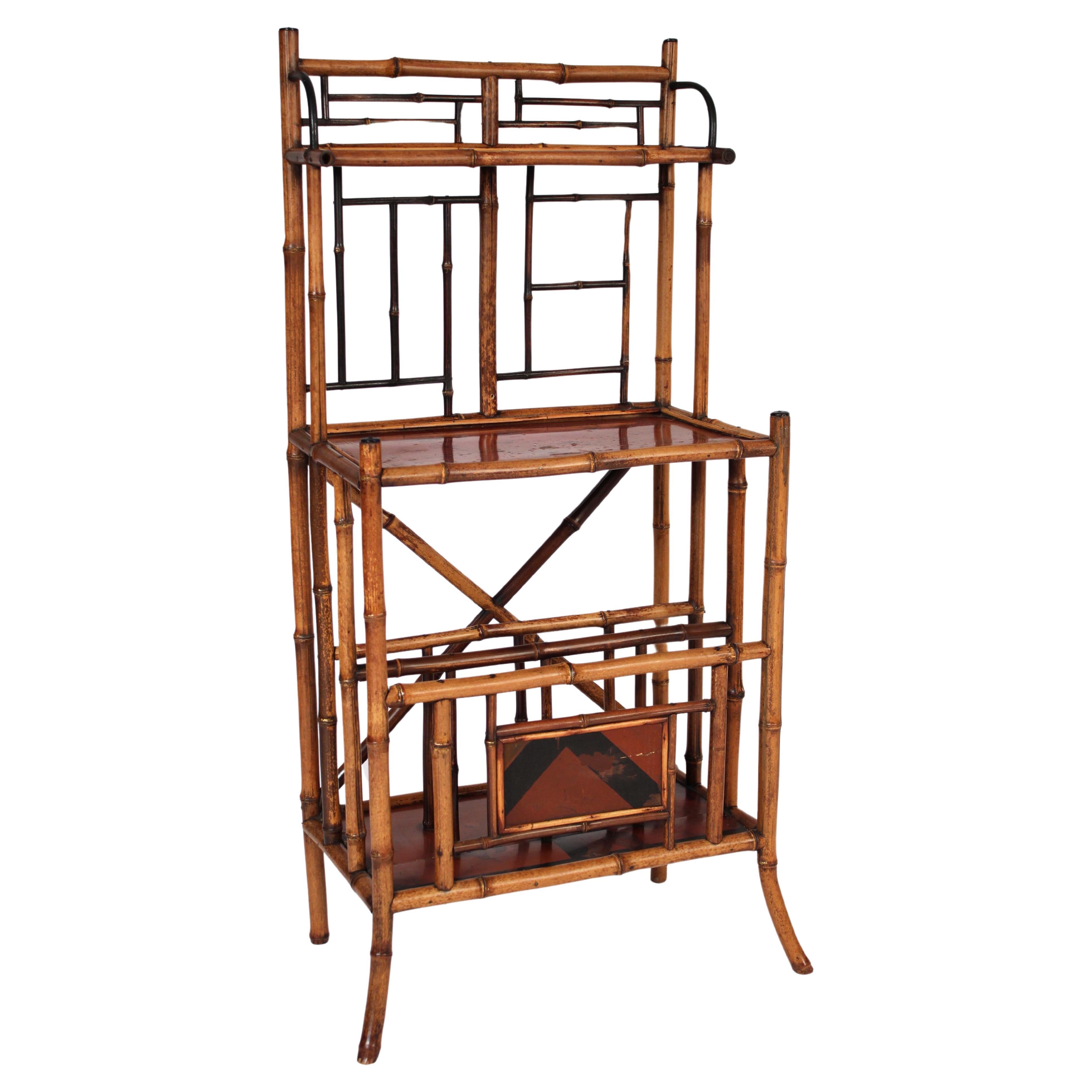 Aesthetic Movement Bamboo and Lacquer Etagere For Sale