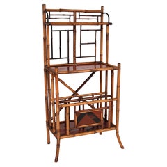 Antique Aesthetic Movement Bamboo and Lacquer Etagere