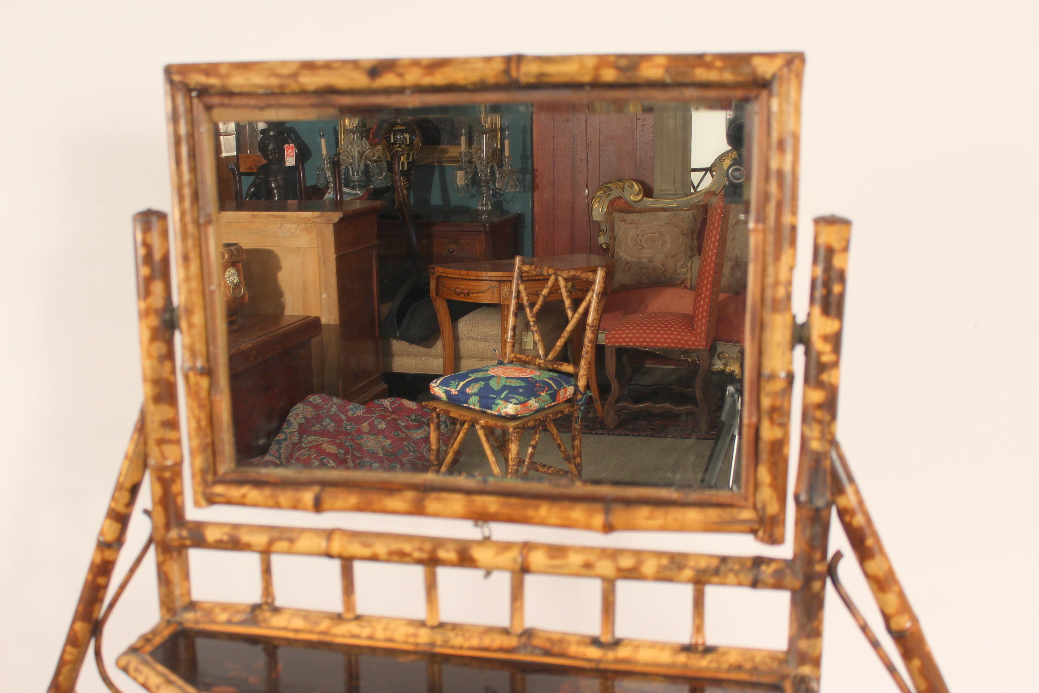 Aesthetic Movement Bamboo and Lacquer Vanity and Chair 4