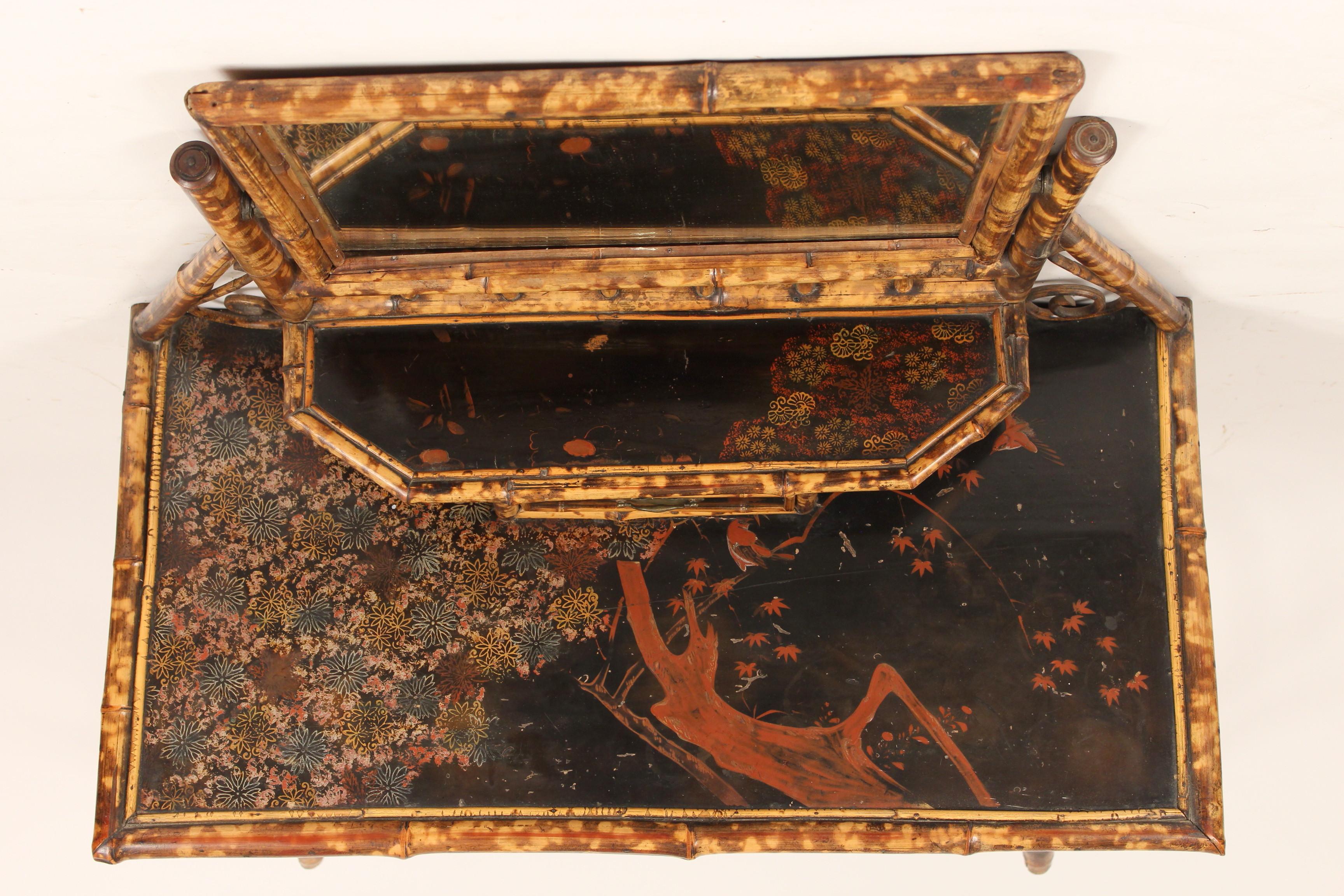 Aesthetic Movement Bamboo and Lacquer Vanity and Chair 5