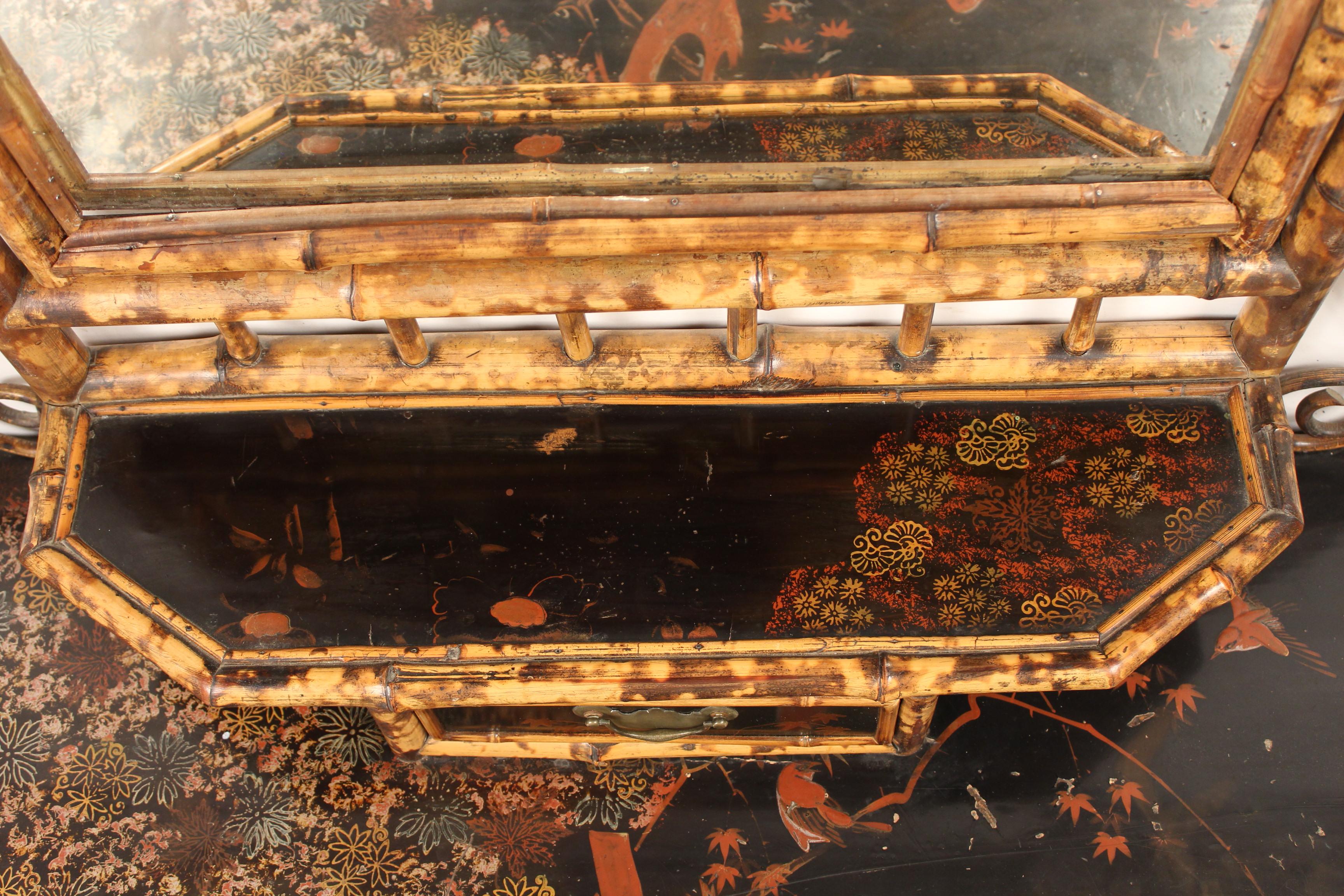 Aesthetic Movement Bamboo and Lacquer Vanity and Chair 7