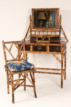 Aesthetic Movement Bamboo and Lacquer Vanity and Chair