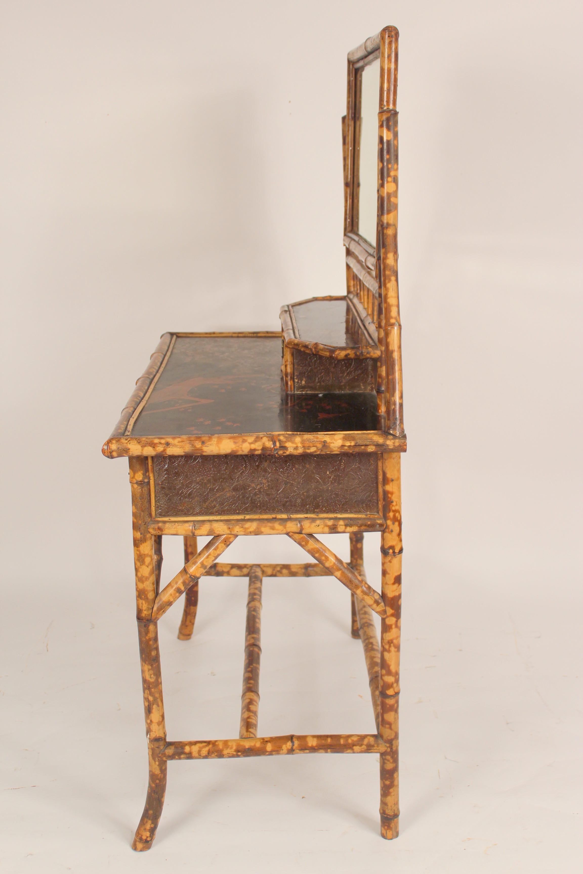 Aesthetic Movement Bamboo and Lacquer Vanity and Chair In Good Condition In Laguna Beach, CA