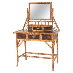 Aesthetic Movement Bamboo and Lacquer Vanity and Chair