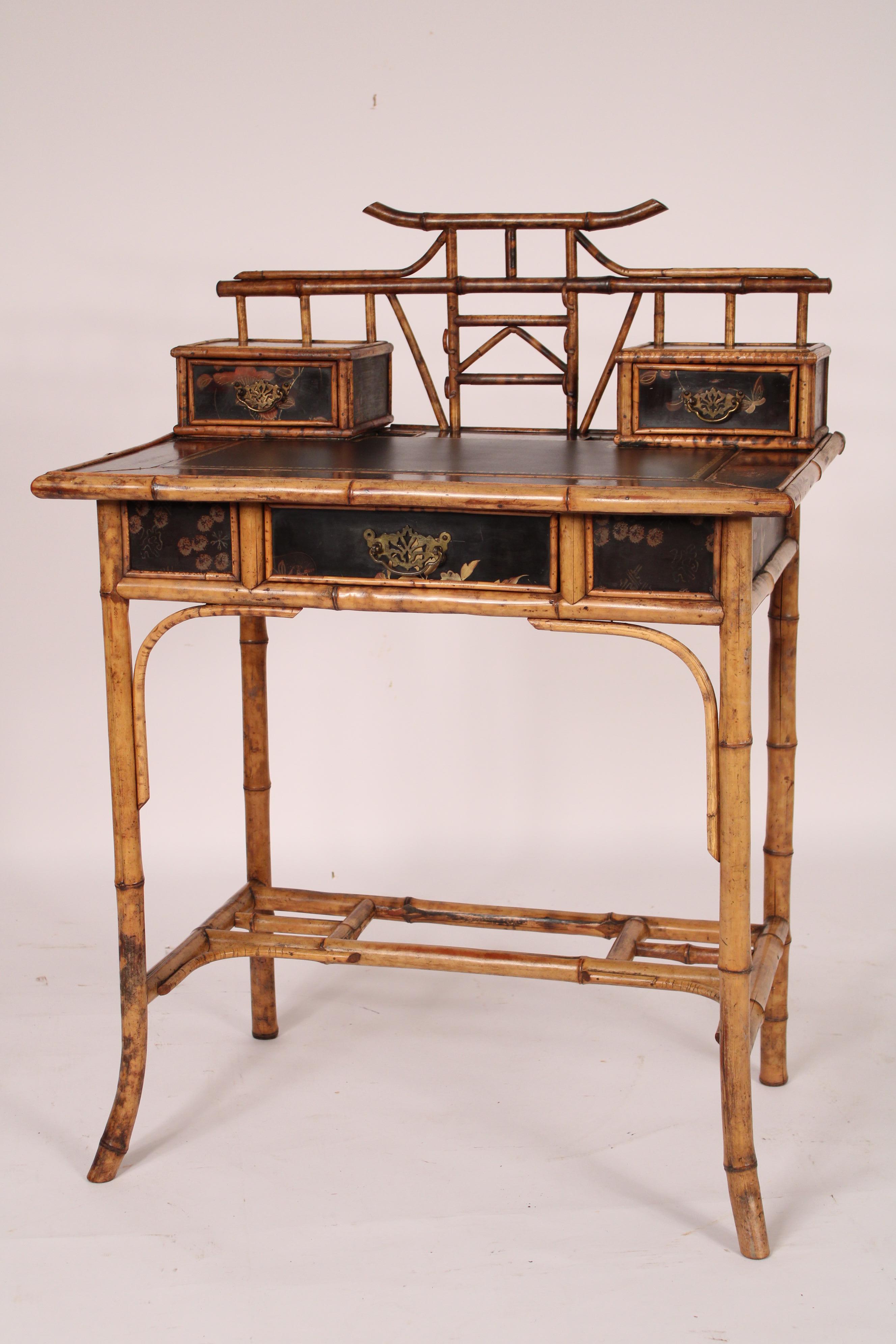 European Aesthetic Movement Bamboo and Lacquer Writing Table