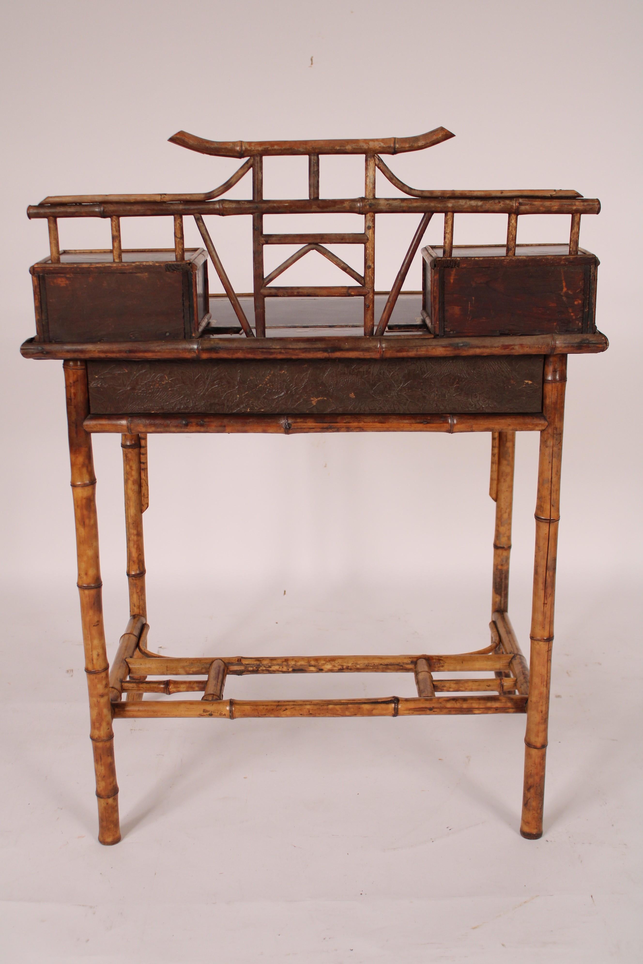 Early 20th Century Aesthetic Movement Bamboo and Lacquer Writing Table