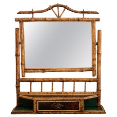 Vintage Aesthetic Movement Bamboo Beveled Vanity Mirror
