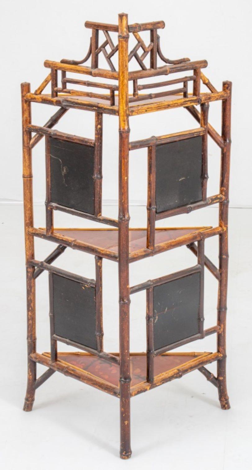 Faux Bamboo Aesthetic Movement Bamboo Corner Etagere For Sale