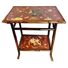 Antique Aesthetic Movement Bamboo Decoupage Table