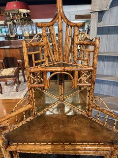 Aesthetic Movement Bamboo & Rattan Corner Cabinet or Etagere