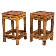 Antique Aesthetic Movement Bamboo Stools, Pair