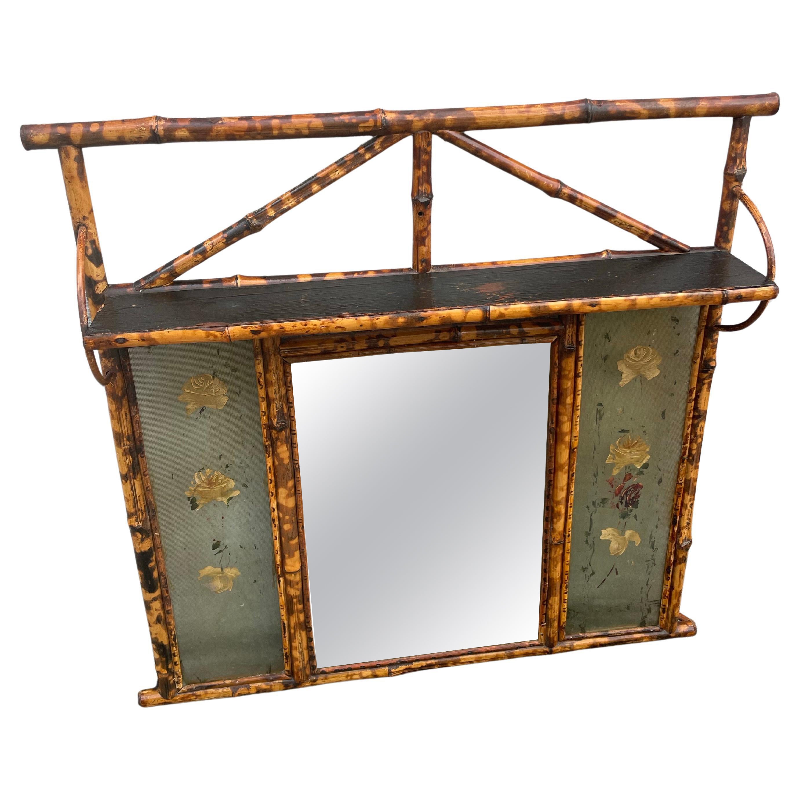 Aesthetic Movement Bambus-Wandspiegel mit Ablage, CIRCA 1880 im Angebot