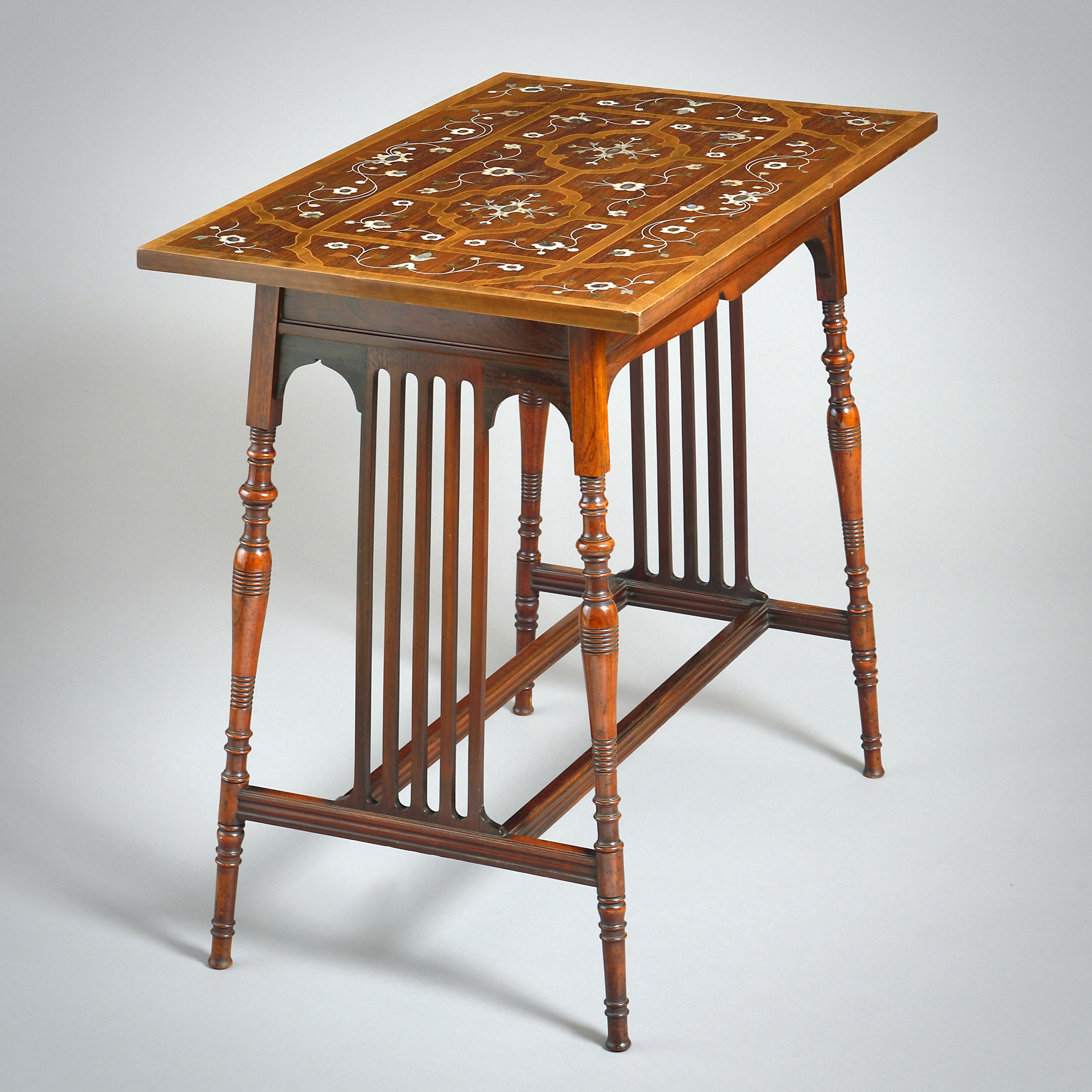 Brass Aesthetic Movement Black Rosewood Centre Table For Sale