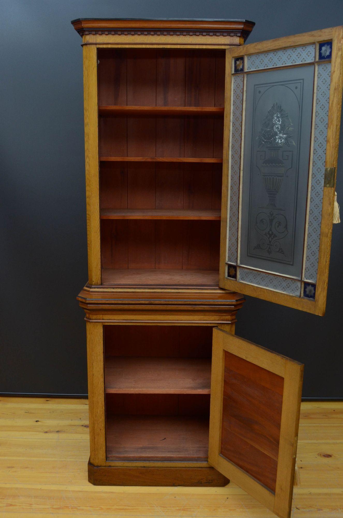 Aesthetic Movement Bookcase in Oak and Mahogany 6