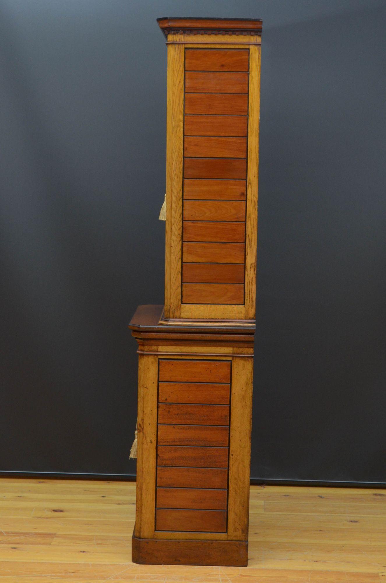 Aesthetic Movement Bookcase in Oak and Mahogany 11