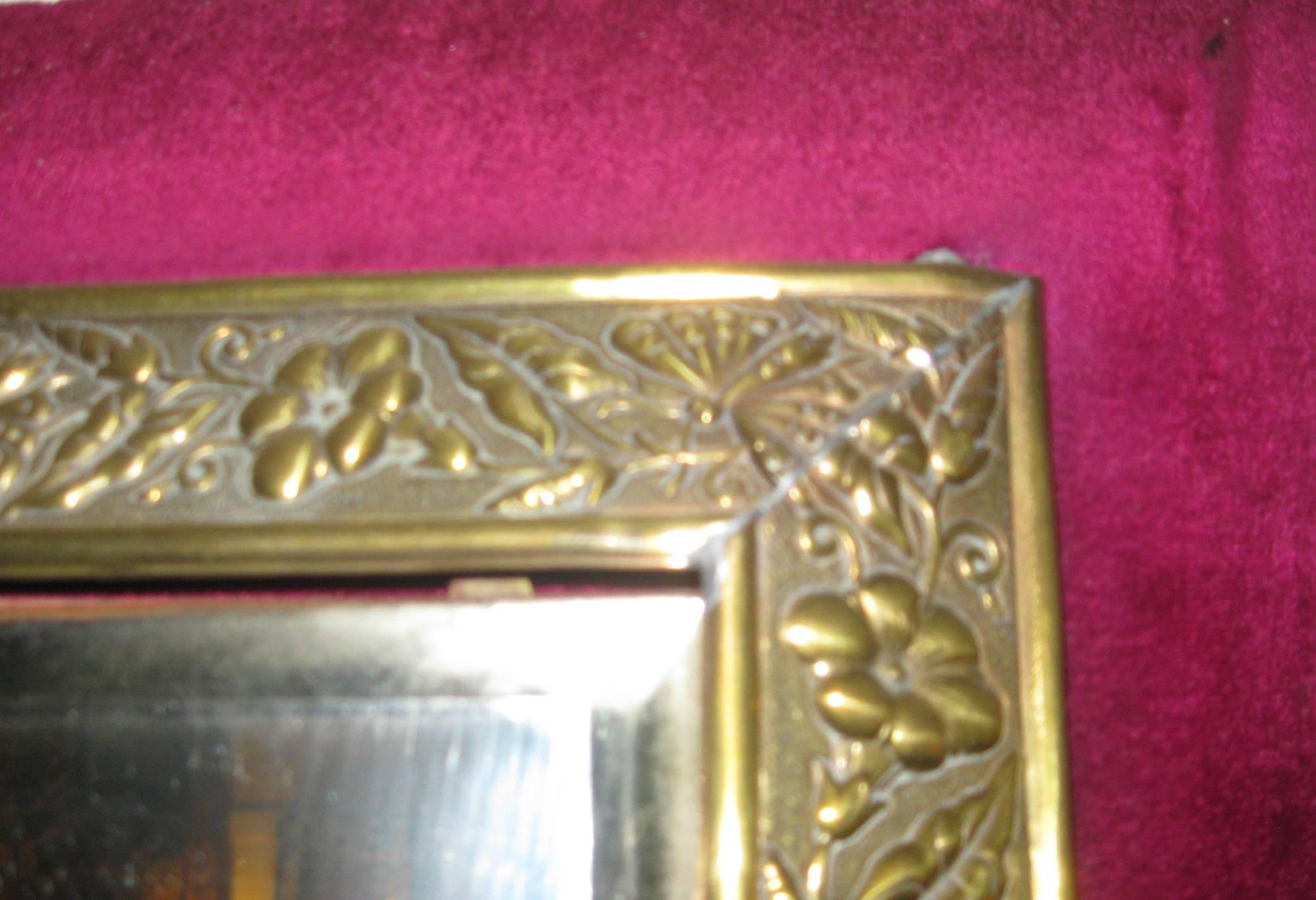 Aesthetic Movement Brass Sconce Pair with Velvet Lined Frames For Sale 2