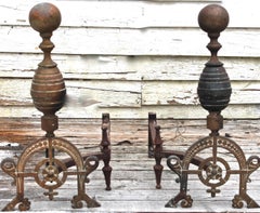 Aesthetic Movement Bronze Andirons in Christopher Dresser Style
