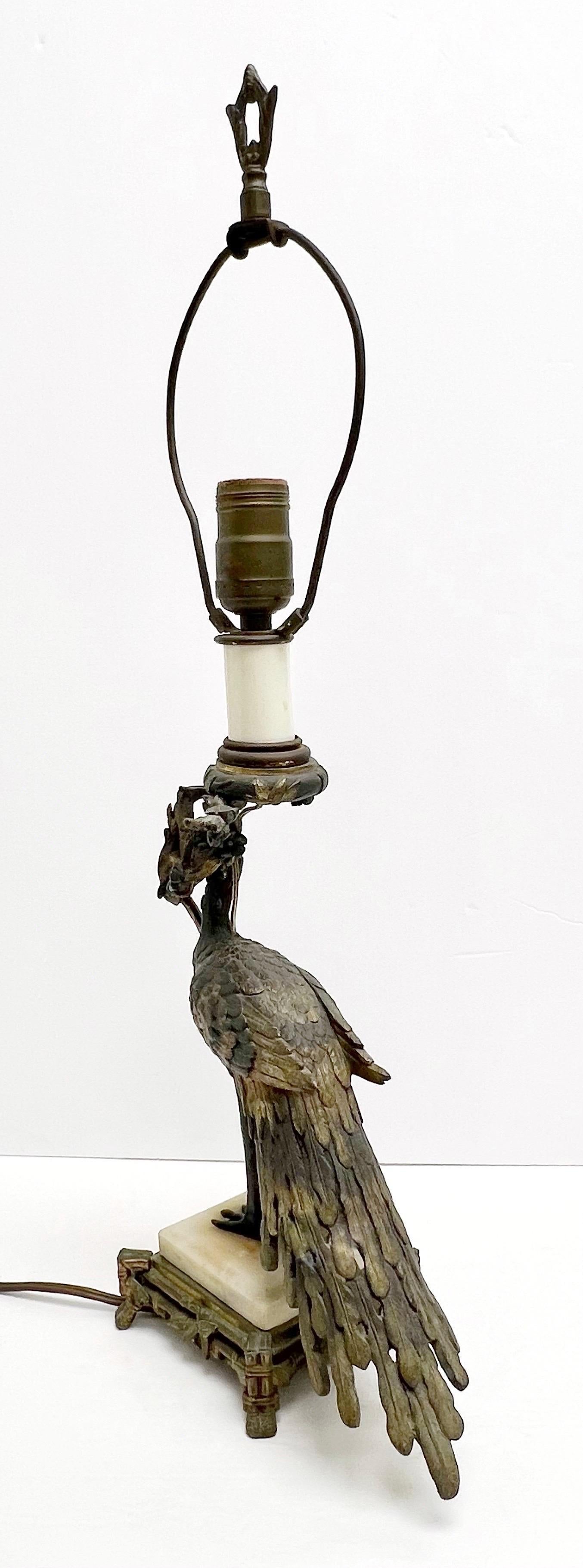 Aesthetic Movement Bronze Peacock Table Lamp For Sale 6