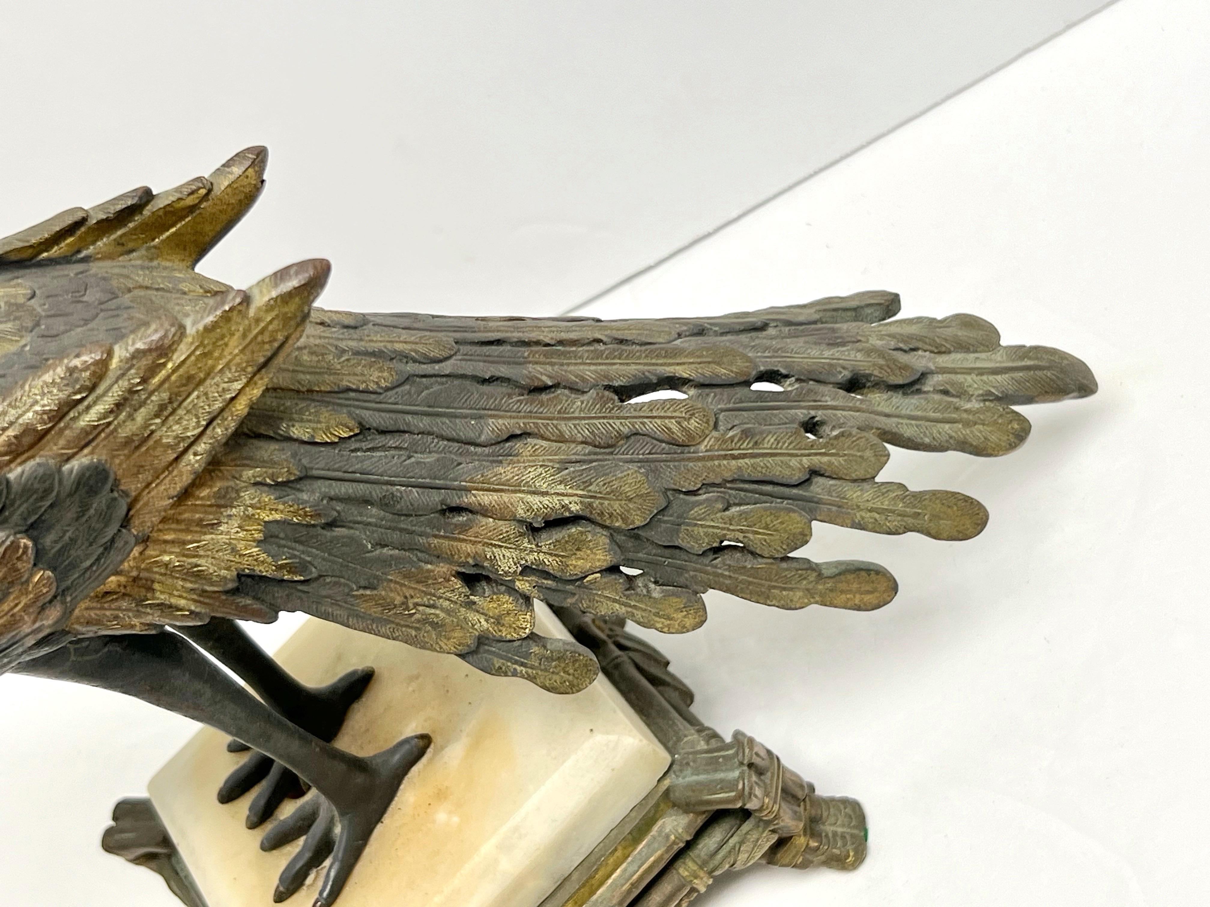 Early 20th Century Aesthetic Movement Bronze Peacock Table Lamp