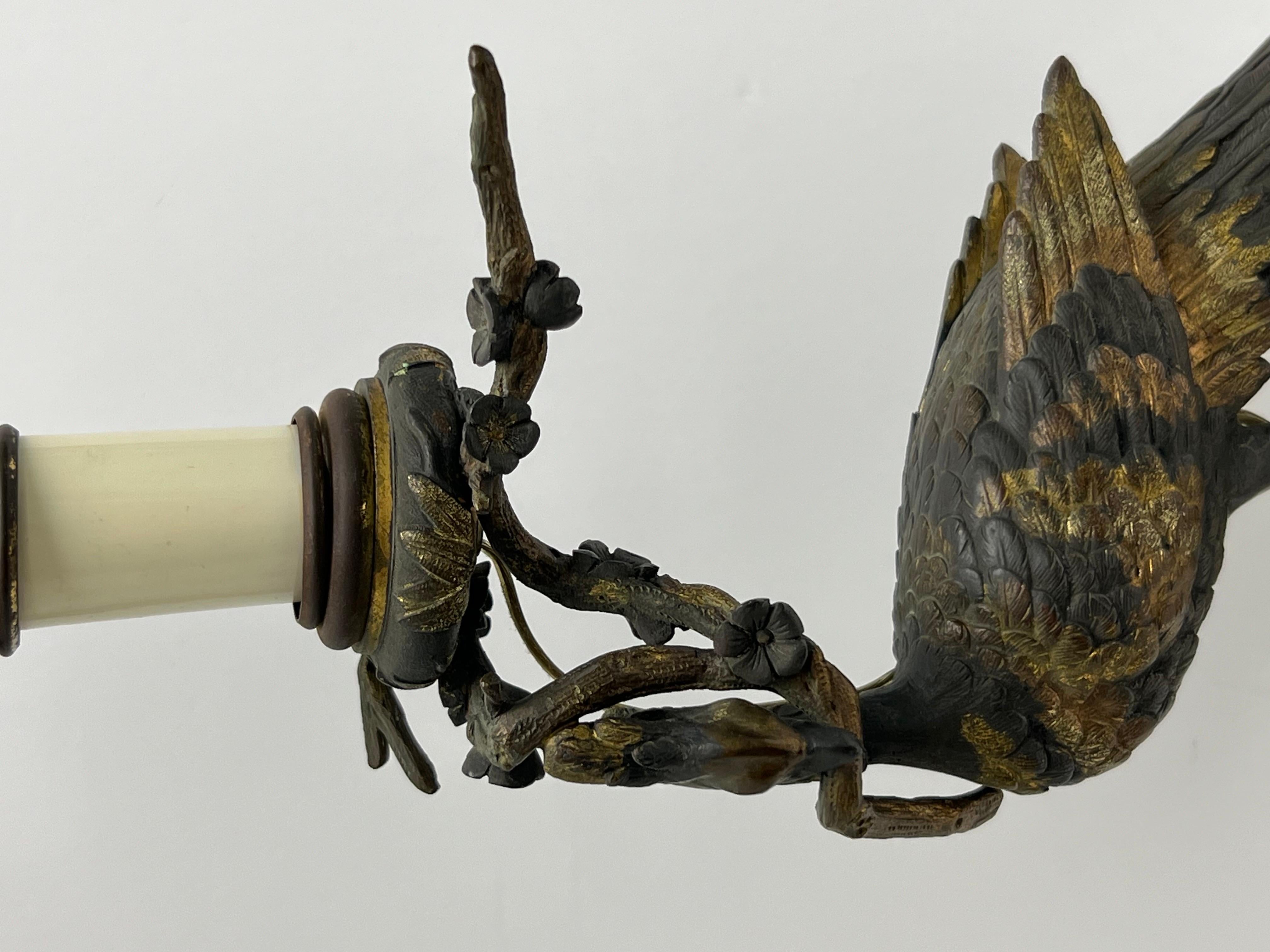 Aesthetic Movement Bronze Peacock Table Lamp 1
