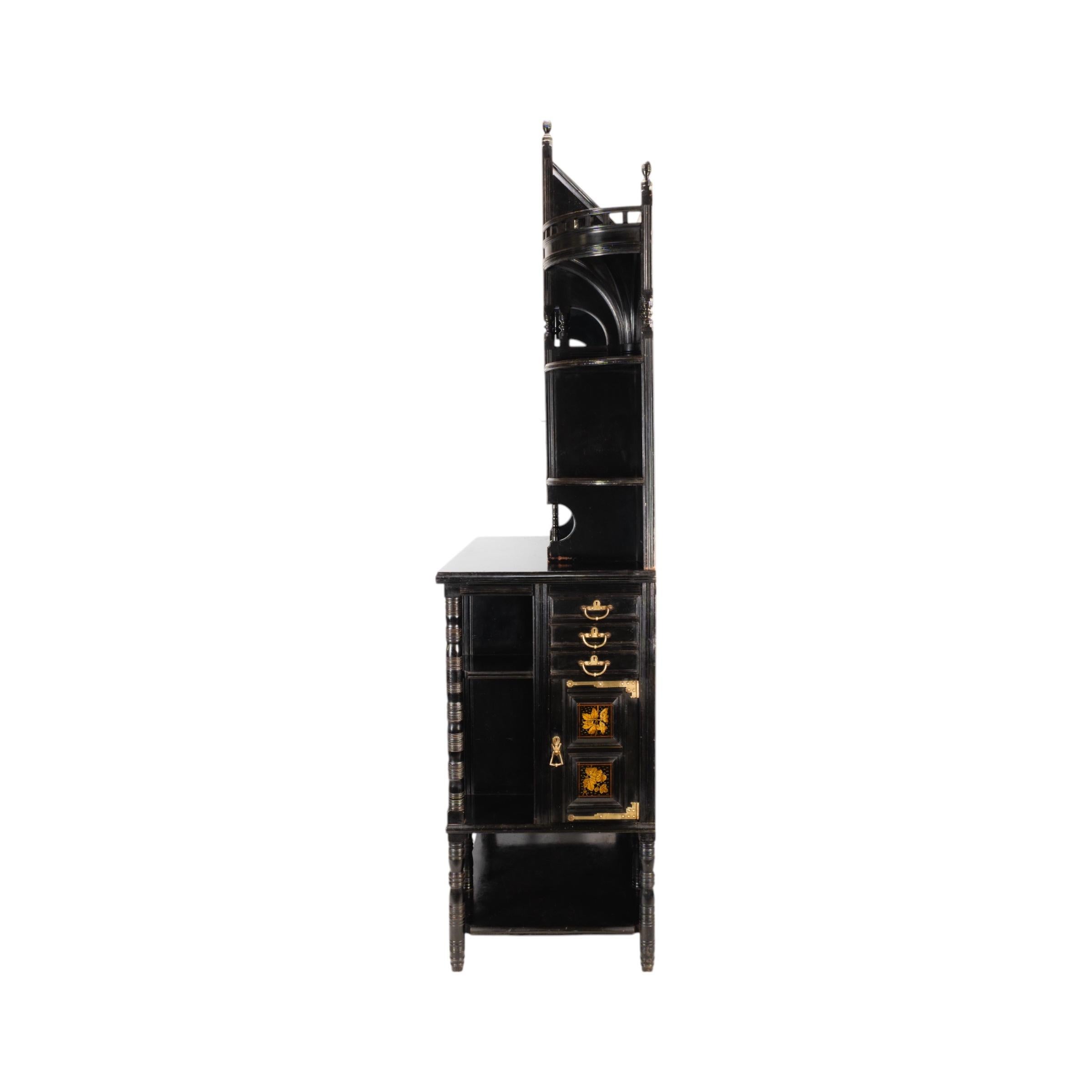 Hand-Crafted Aesthetic Movement Cabinet by T. E. Collcutt, Made by Collinson & Lock, London For Sale