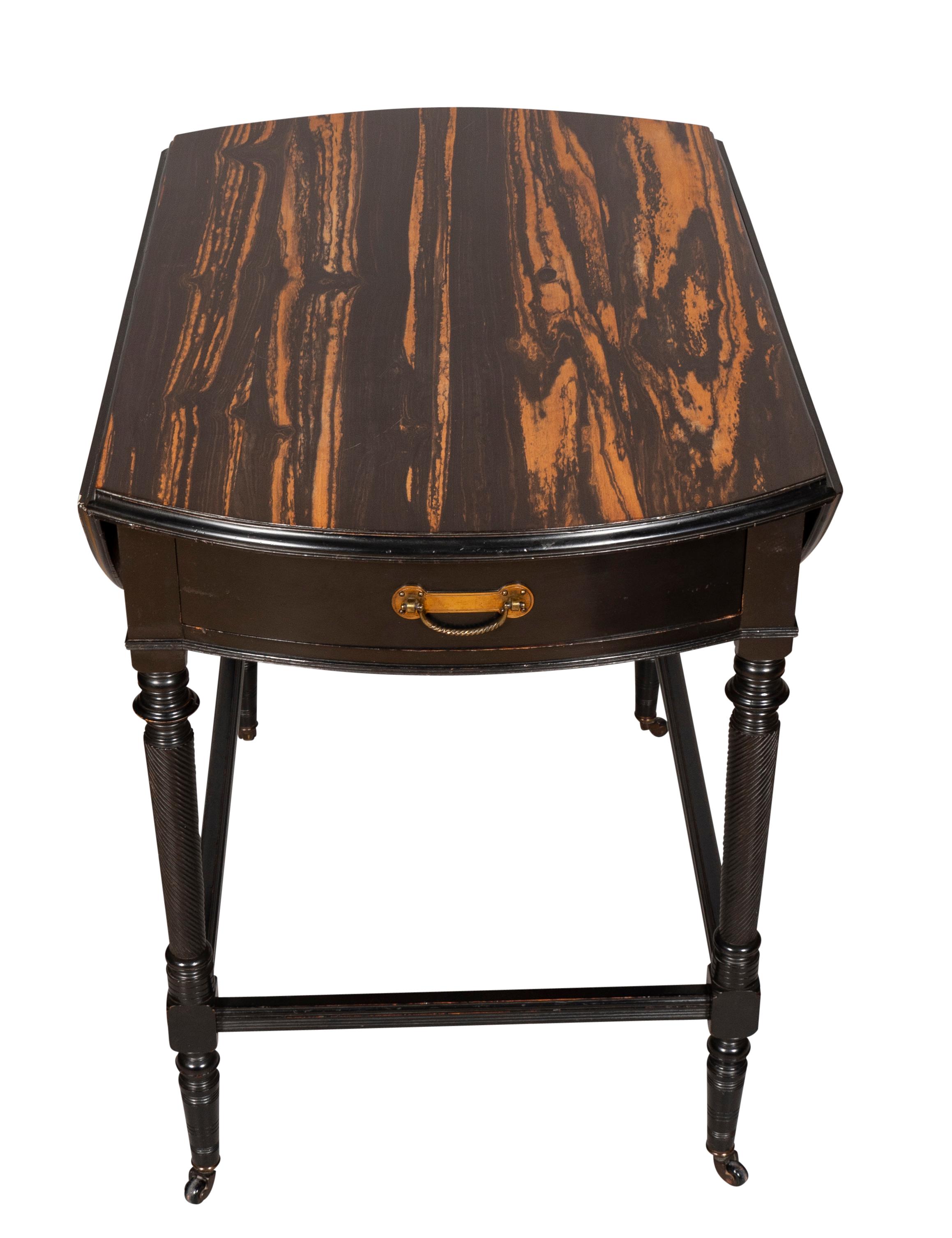 Aesthetic Movement Calamander and Ebonized Pembroke Table For Sale 4
