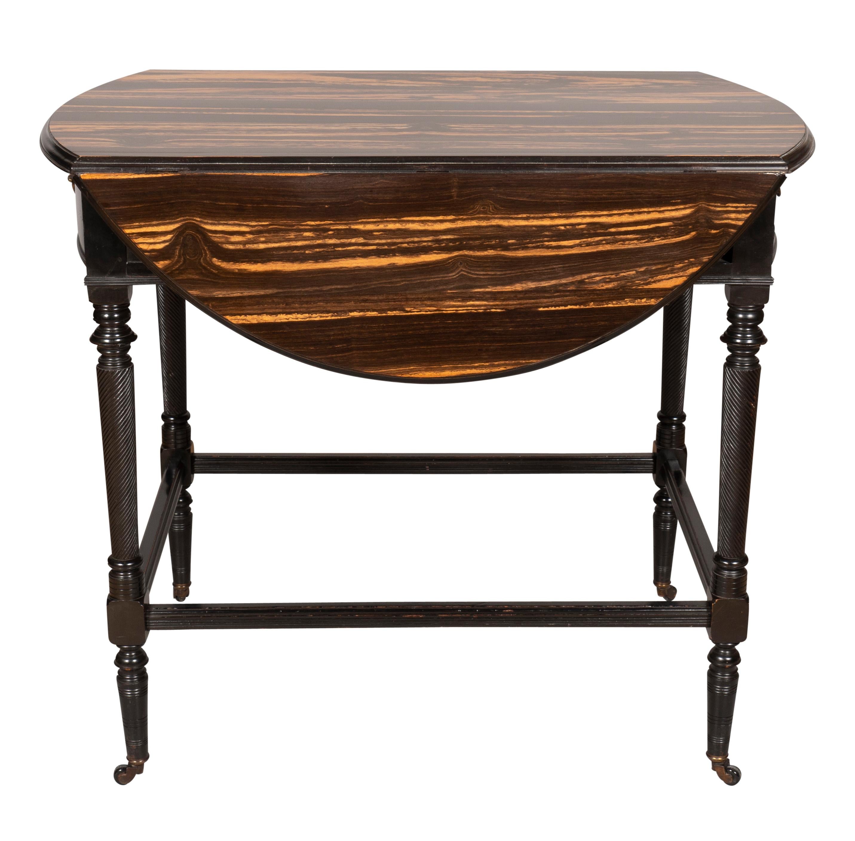 Aesthetic Movement Calamander and Ebonized Pembroke Table For Sale 6