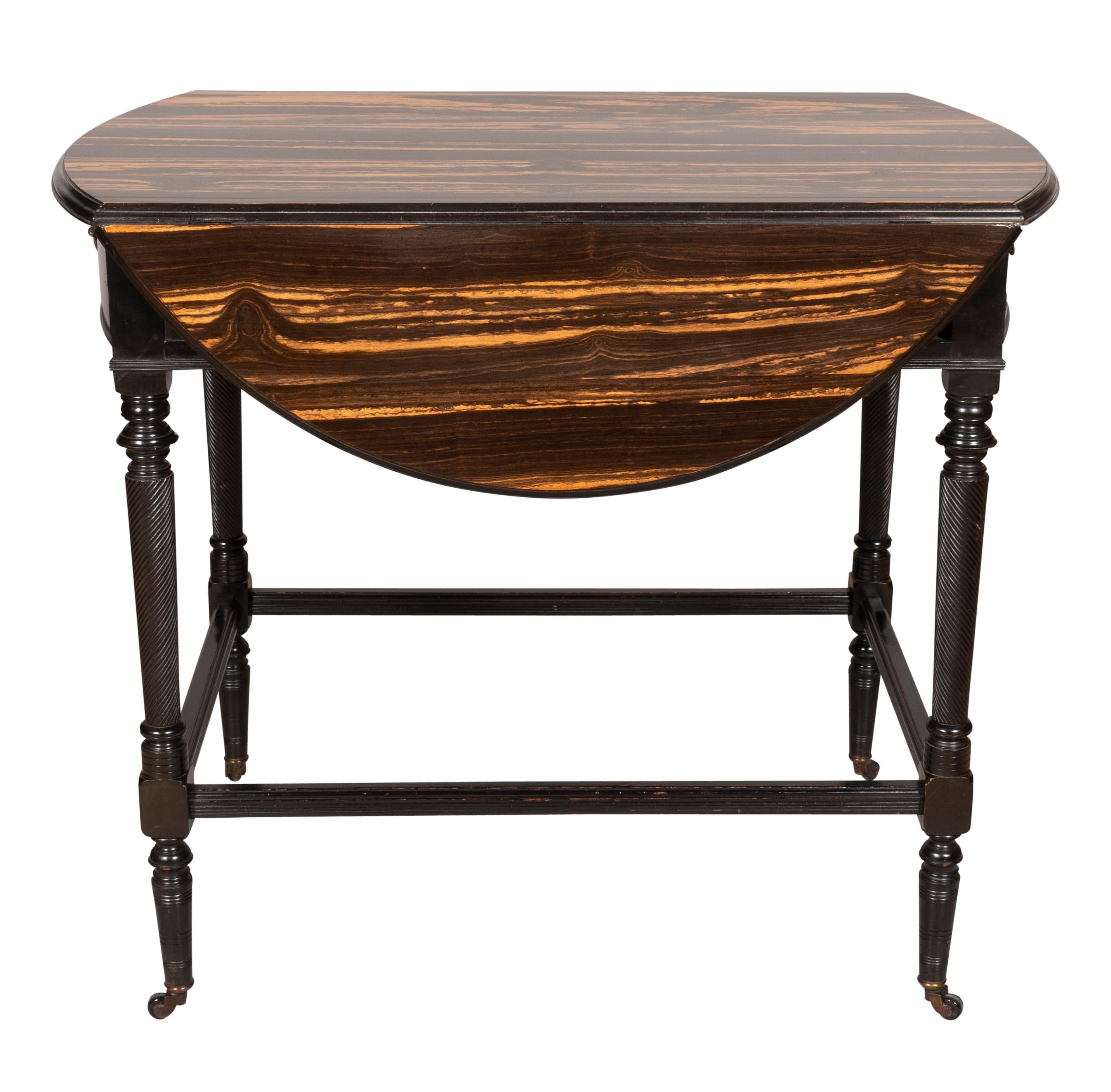 Aesthetic Movement Calamander and Ebonized Pembroke Table 6