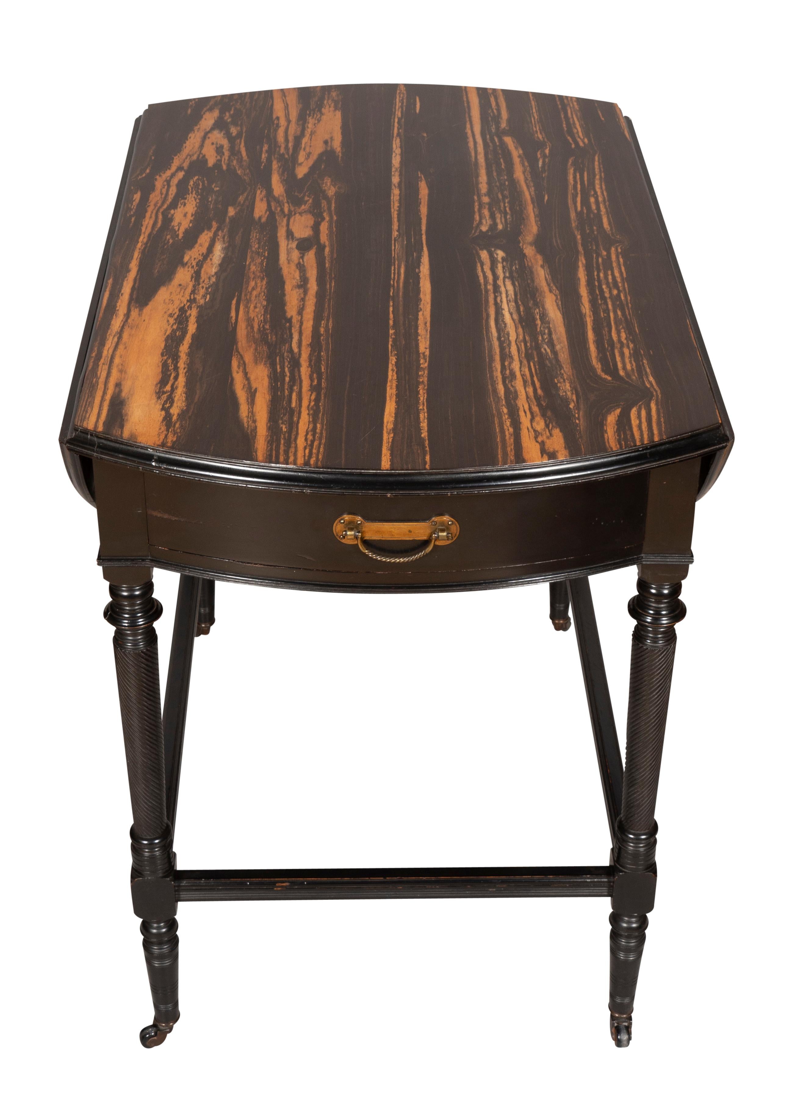 Aesthetic Movement Calamander and Ebonized Pembroke Table For Sale 7