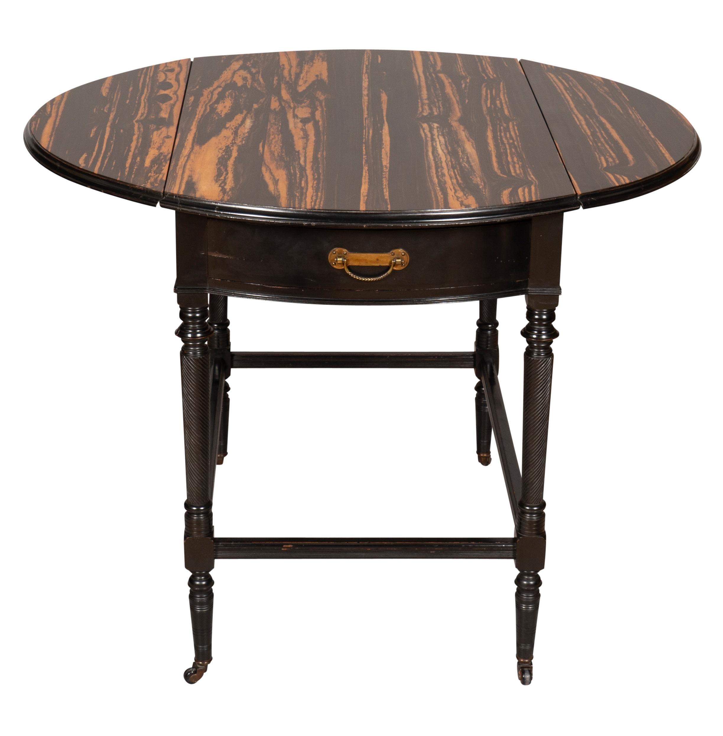 Aesthetic Movement Calamander and Ebonized Pembroke Table For Sale 9