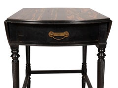 Aesthetic Movement Calamander and Ebonized Pembroke Table