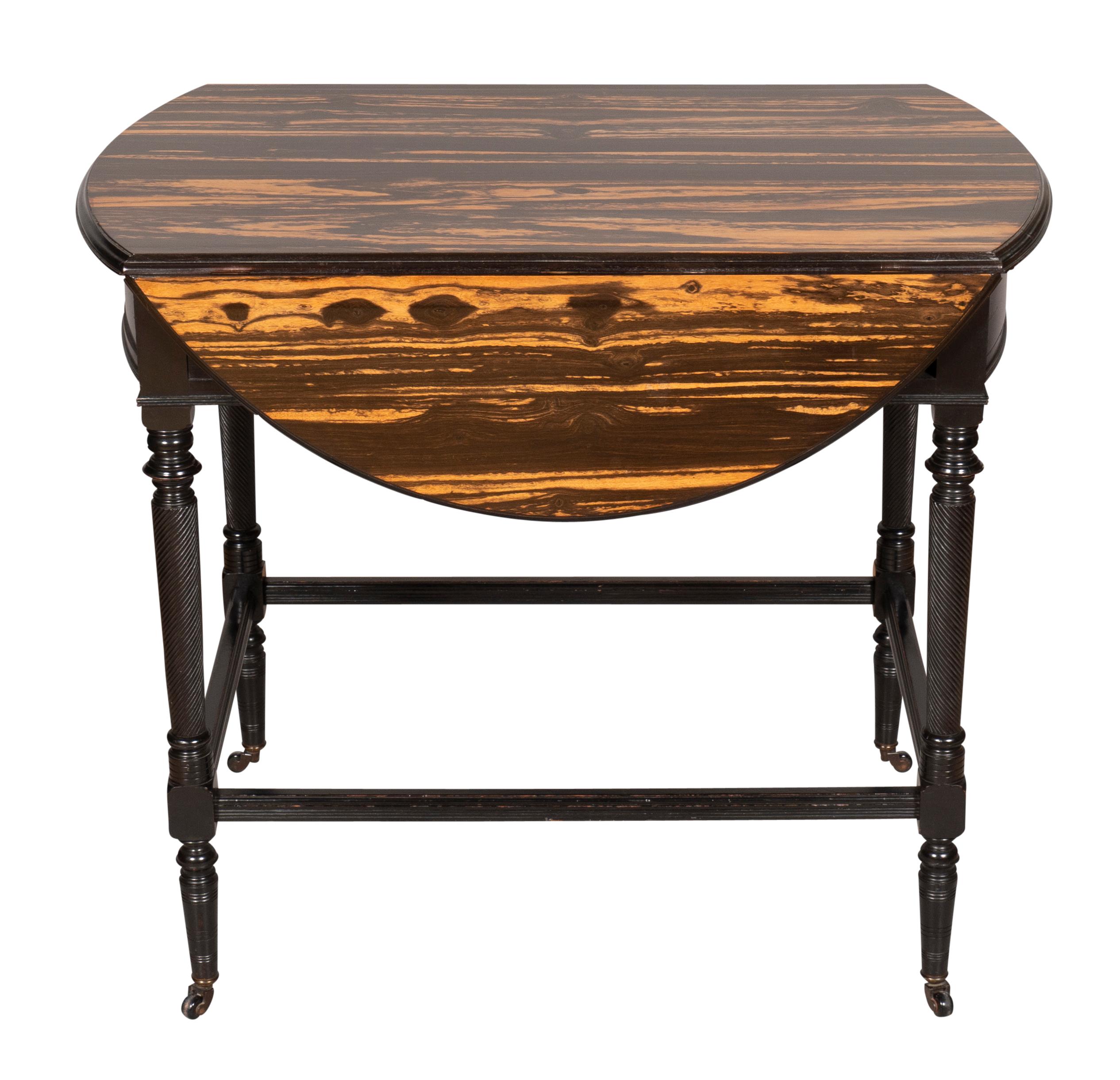 Aesthetic Movement Calamander and Ebonized Pembroke Table For Sale 2