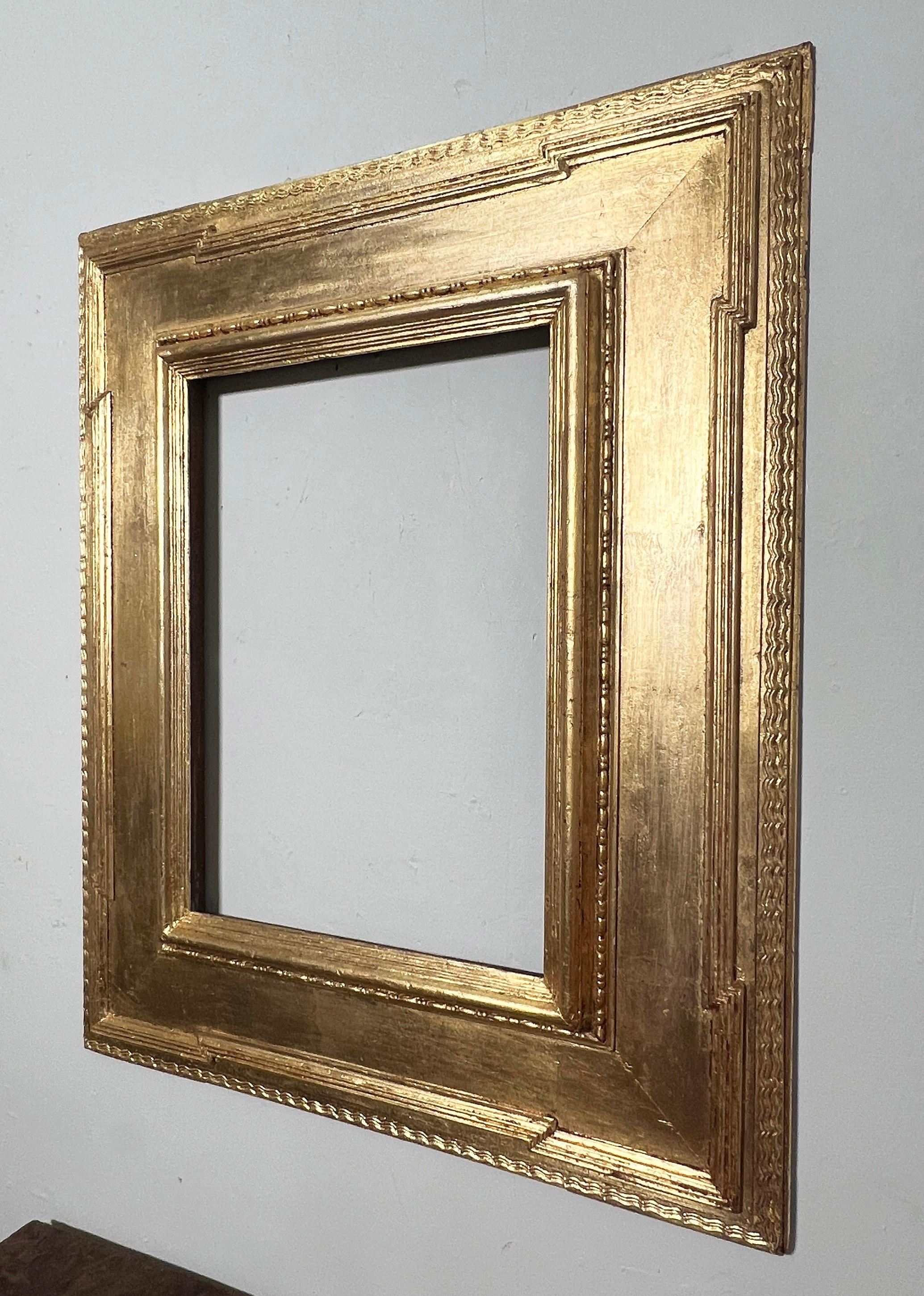 An original period frame with Flemish corners by the renowned architect Stanford White. Carved and signed by the New York firm of Thomas Jacobson and William C. Le Brocq, whom he commissioned to create his earliest designs before later employing the