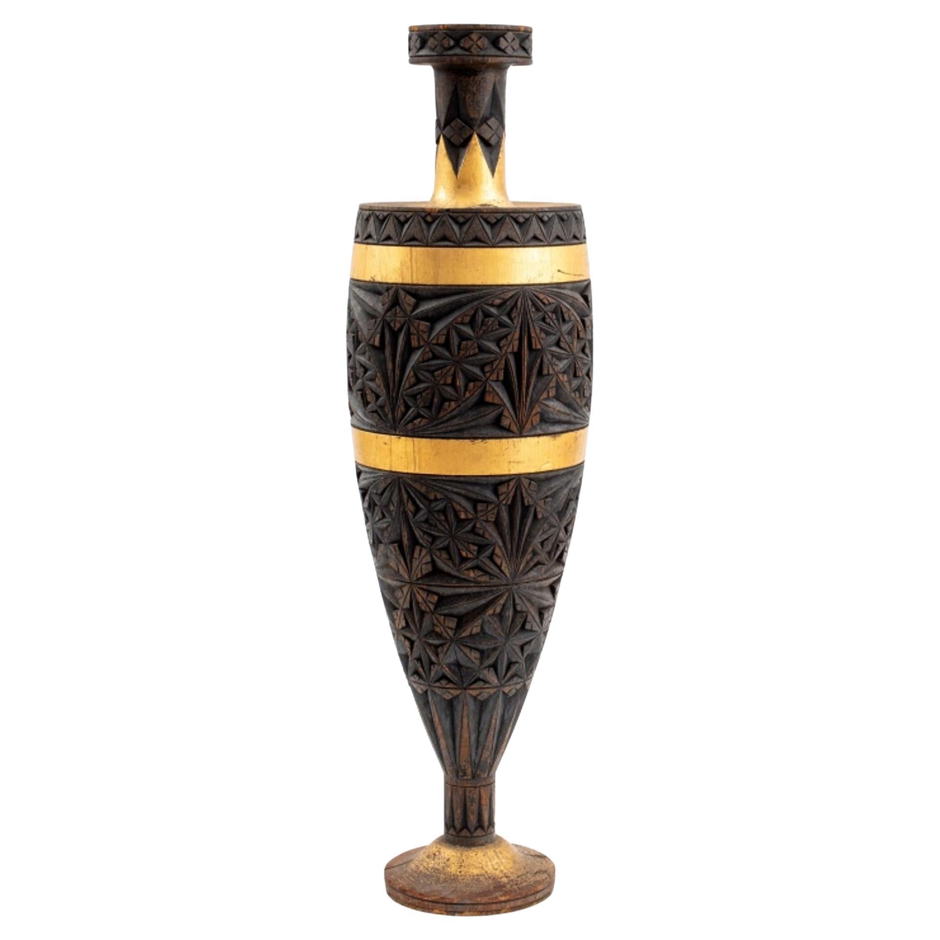 Aesthetic Movement Carved Gilt Wood Ornament Vase