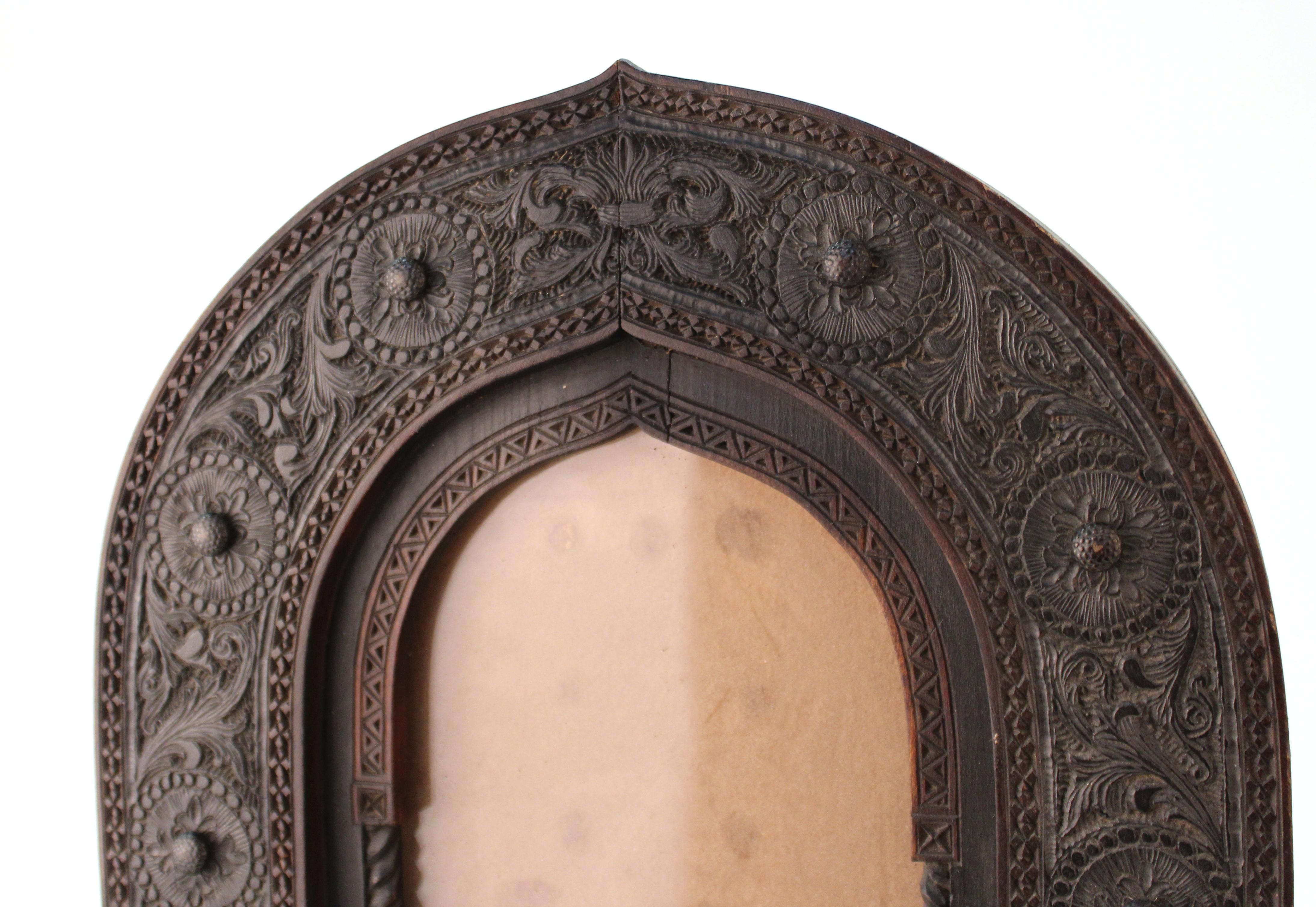 Aesthetic Movement Carved Wood Moorish Style Picture Frame 6