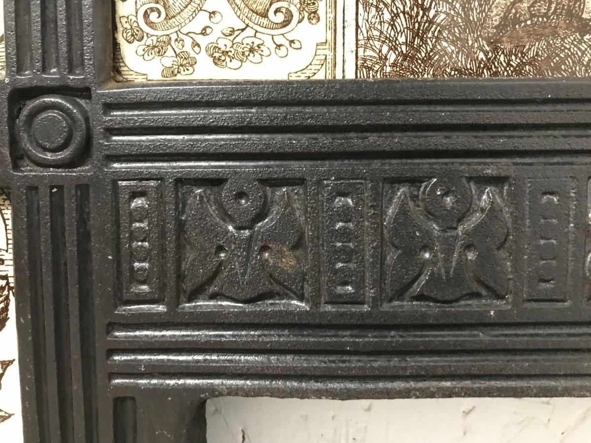 English Aesthetic Movement Cast Iron Fire Insert with Original Maw & Co Tiles 10