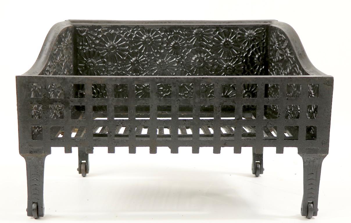 Aesthetic Movement Cast Iron Fireplace Grate by C. B. Evans In Good Condition In New York, NY