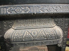 Aesthetic Movement Cast Iron Tiled Fire Insert with Hand Painted Sailing Scenes