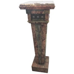 Aesthetic Movement Champlevé Enamel Inset Pedestal, Late 19th Century