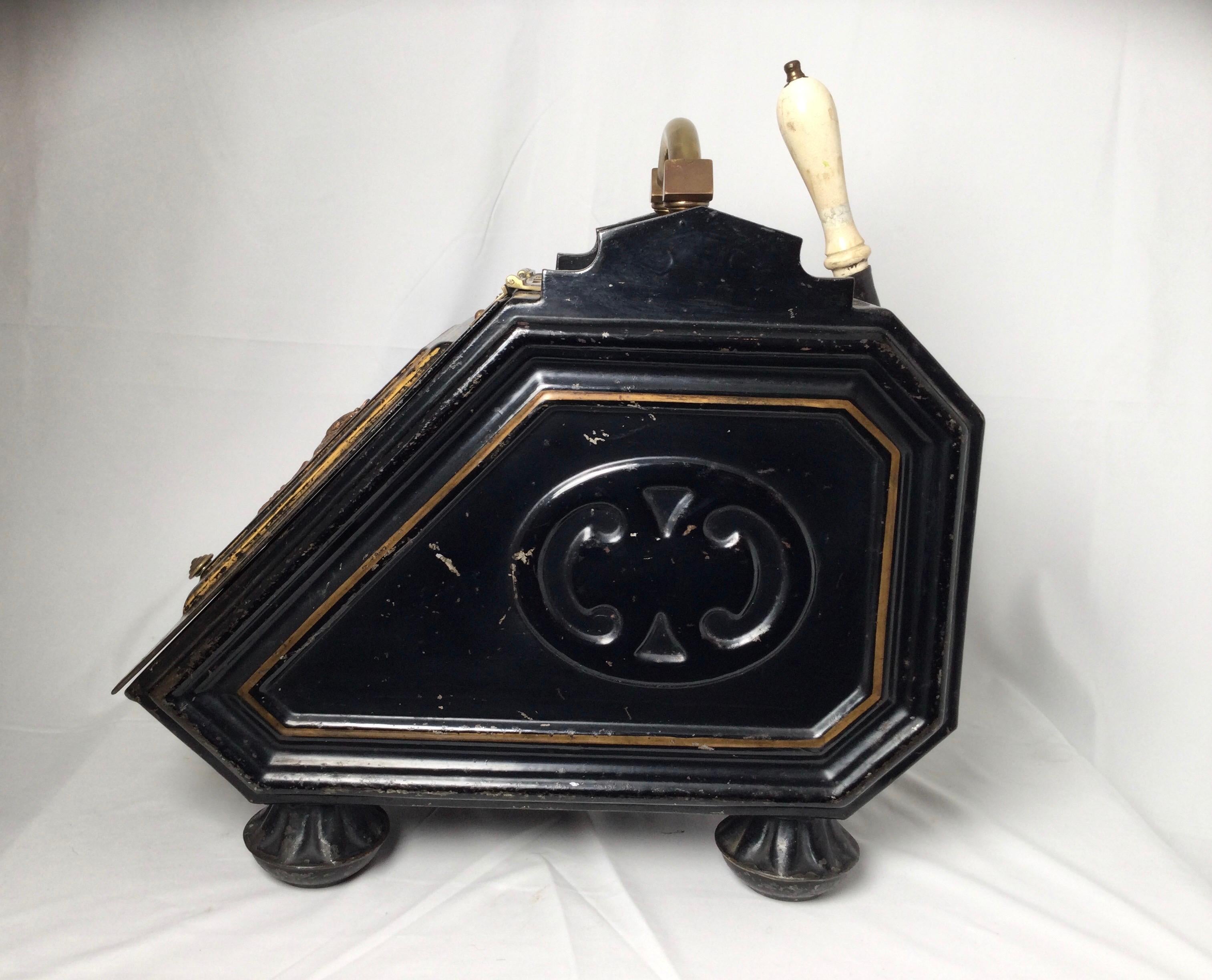 English Aesthetic Movement Coal Scuttle Tinder Box, London, by H. Loveridge For Sale