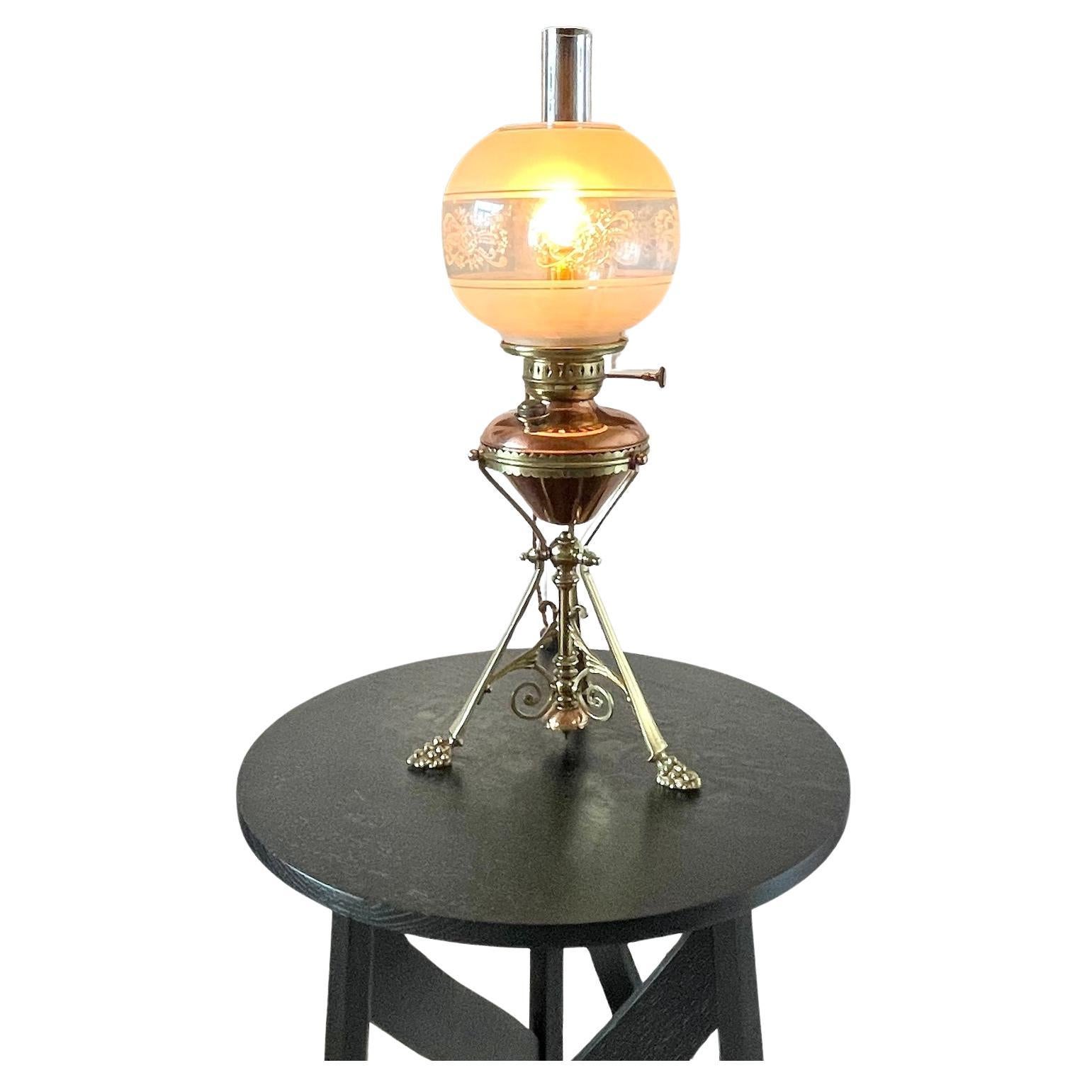 Aesthetic Movement Copper and Brass Oil Lamp