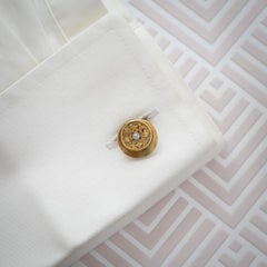 Aesthetic Movement Diamond Gold Cufflinks