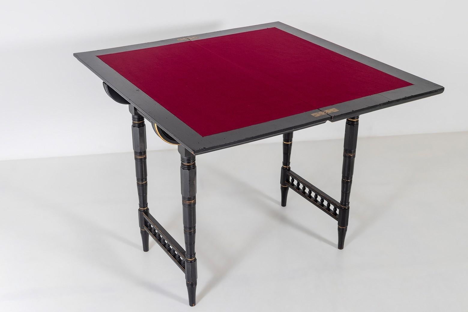 Ebonized Aesthetic Movement Ebonised Console and Card Table By James Shoolbred London For Sale