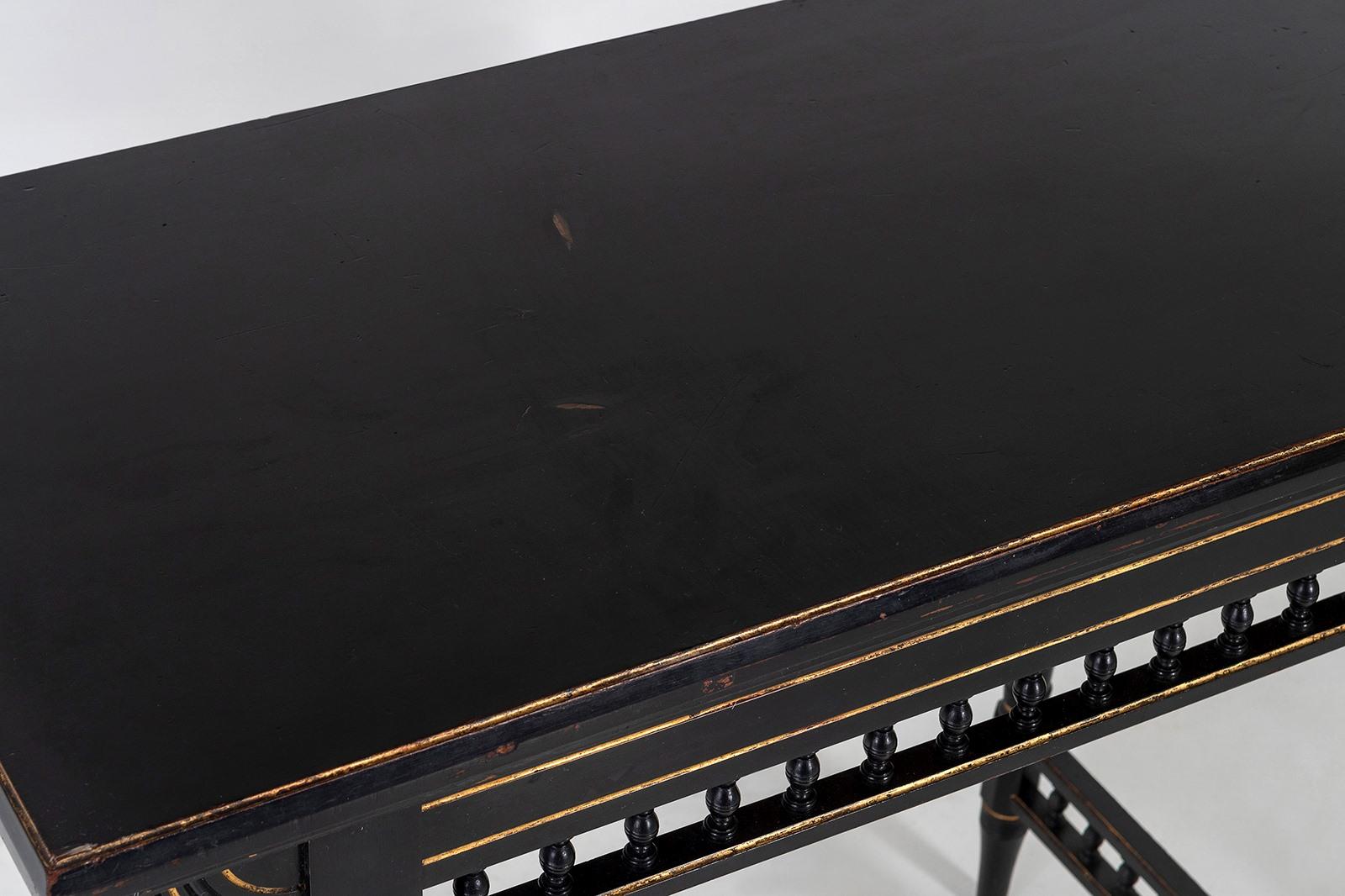 Aesthetic Movement Ebonised Console and Card Table By James Shoolbred London For Sale 1
