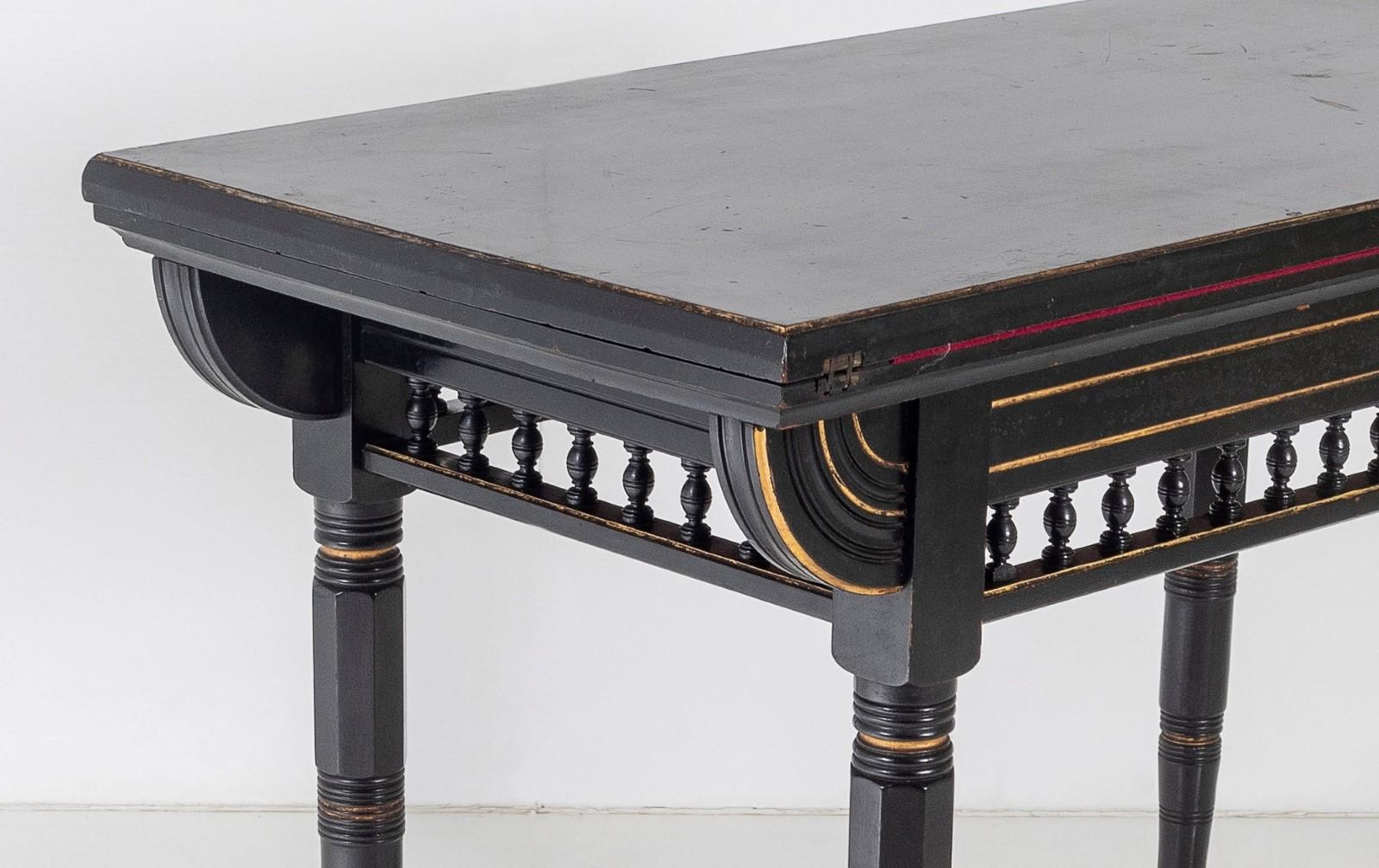 Aesthetic Movement Ebonised Console and Card Table By James Shoolbred London For Sale 2