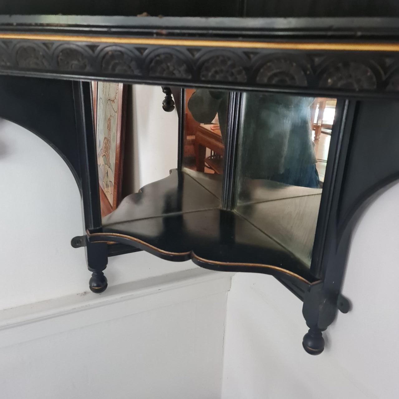 Aesthetic Movement ebonised  hanging corner cabinet by Bruce Talbert for Gillows For Sale 4