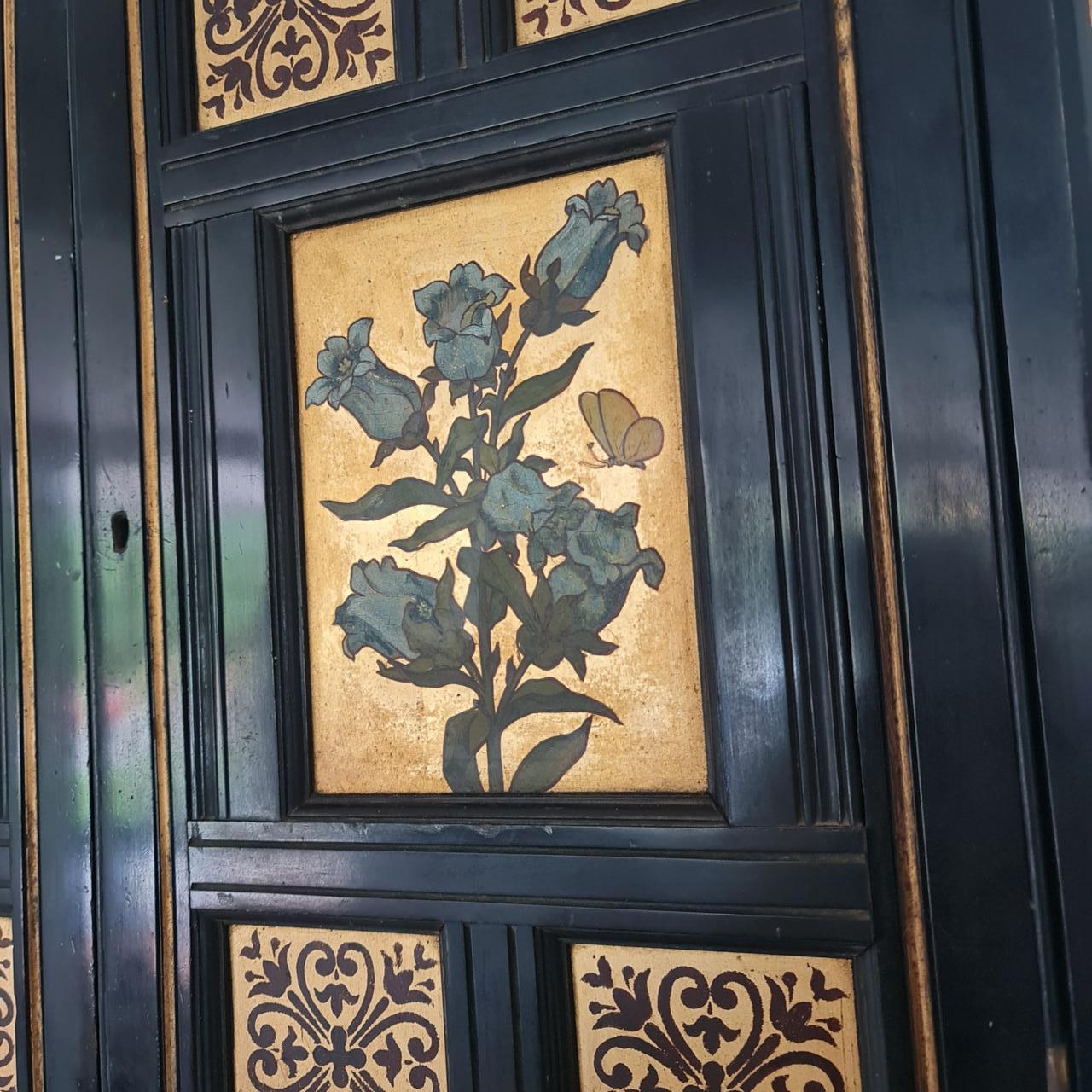 Aesthetic Movement ebonised  hanging corner cabinet by Bruce Talbert for Gillows For Sale 2