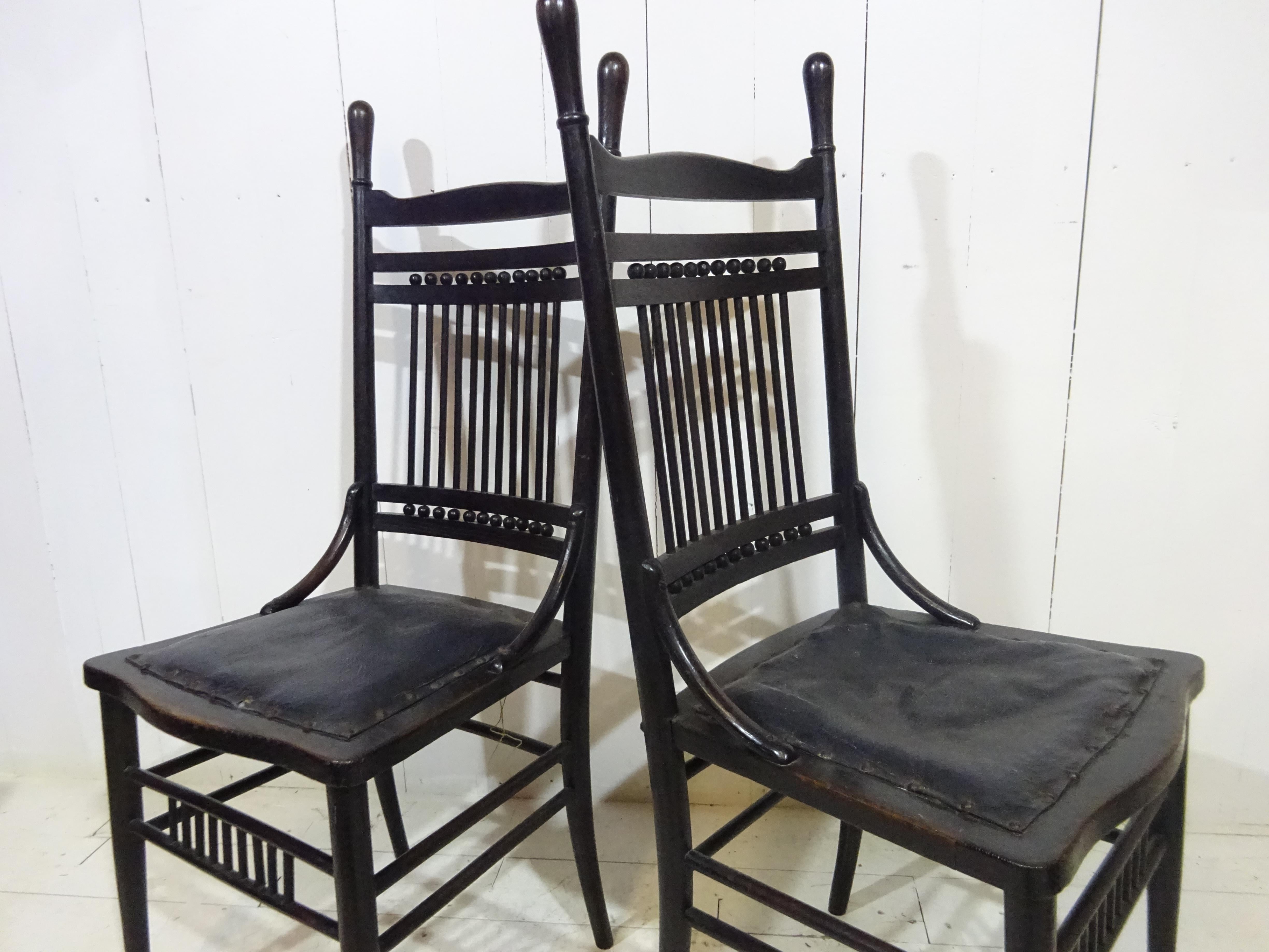 Leather Aesthetic Movement Ebonised Side Chair Dated 1876 