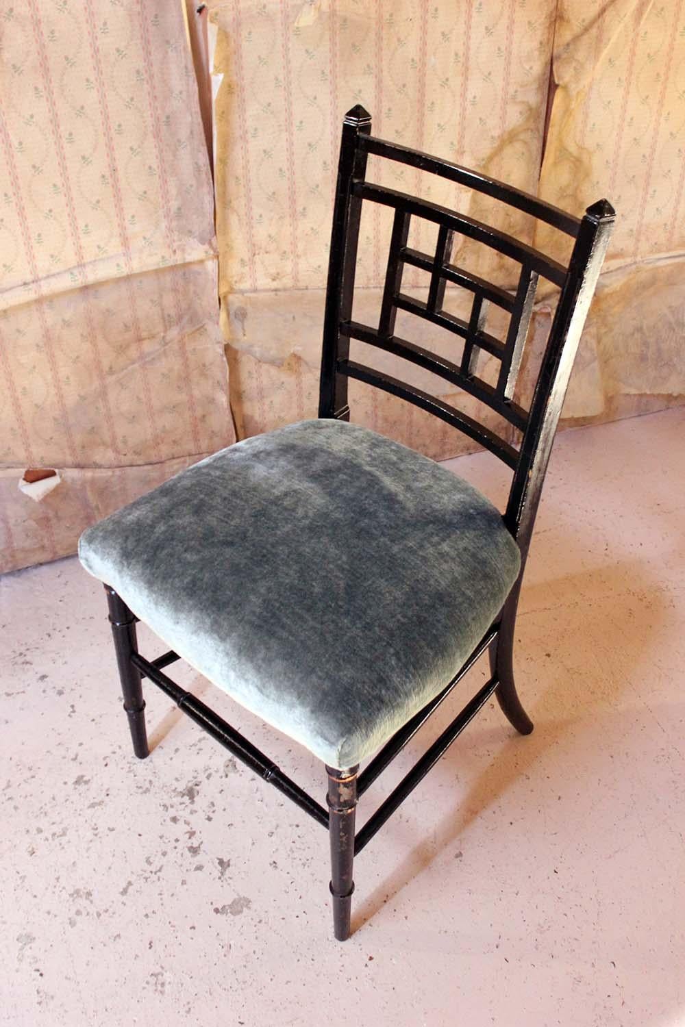 English Aesthetic Movement Ebonized Side Chair in the Manner of E.W. Godwin