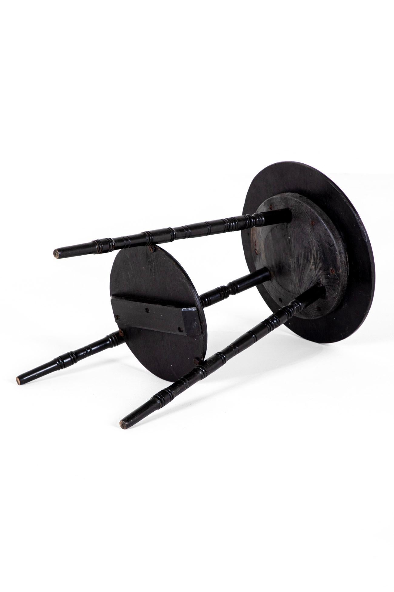 Aesthetic Movement Ebonized Occasional Table with Hand Painted Flowers For Sale 8